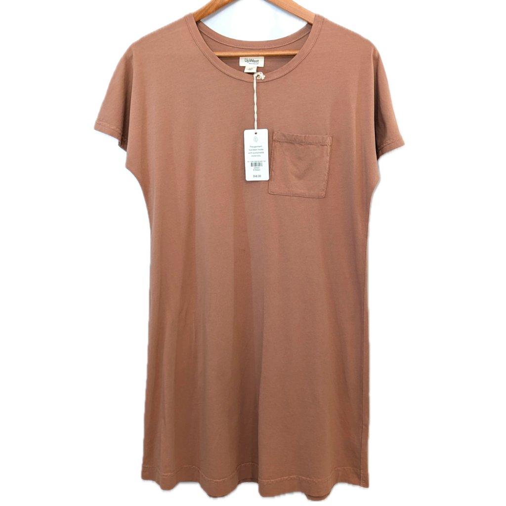 Nwt Upwest | Short Sleeve Cotton T-Shirt Dress In Clay Brown Orange | Size Xs — image 3 of 8